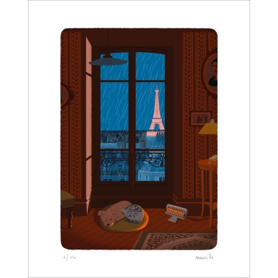 Chien, chat et Tour Eiffel